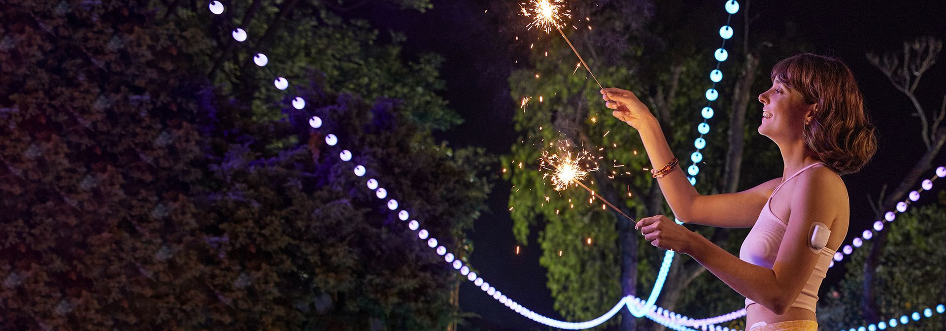 woman with sparklers