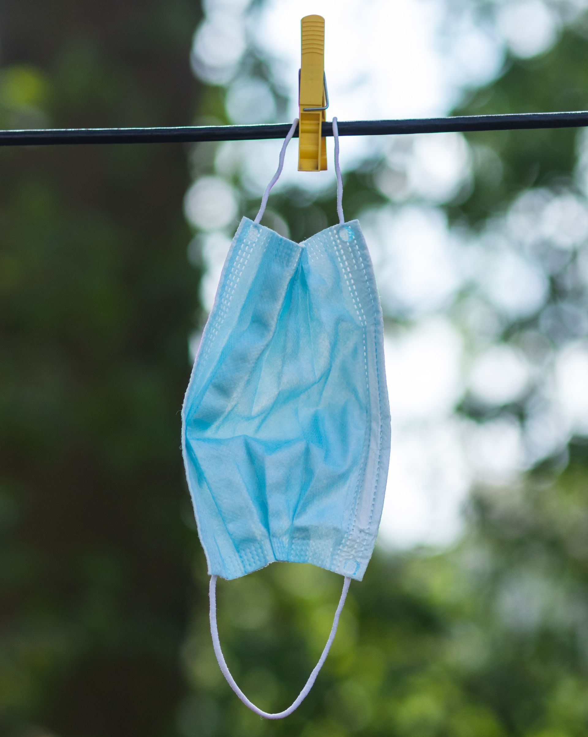 mask on clothesline