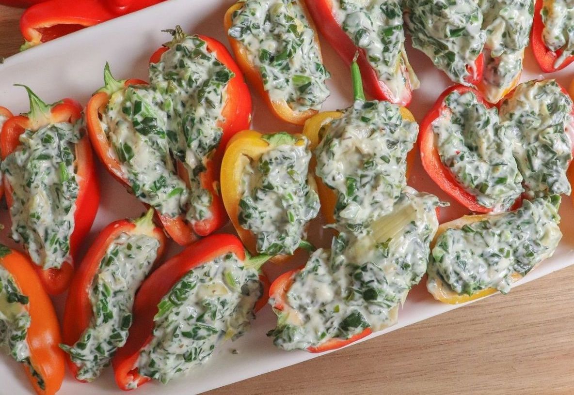 Sweet Pepper Spinach and Artichoke Poppers