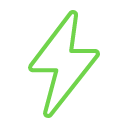 A green lightning bolt icon on a white background.