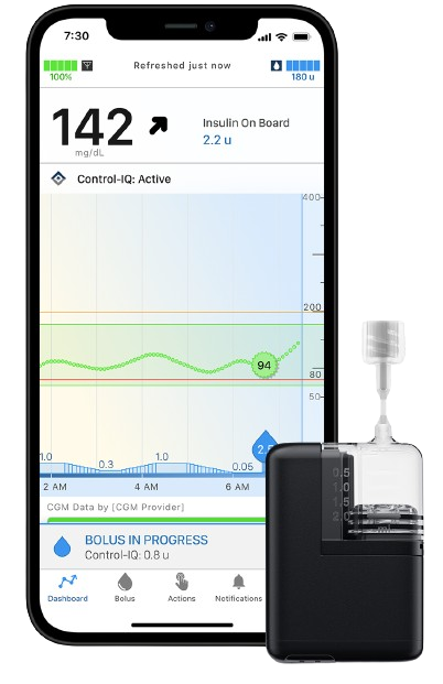 A cell phone with a glucose monitor on it.
