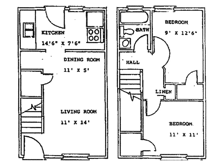 2 Bed | 1 Bath floorplan