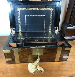 Brass Brand Writing Box in figured Walnut