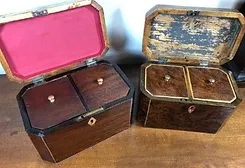 Opened Octagonal Tea Caddies