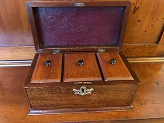 Opened Banded Chippendale Tea Chest