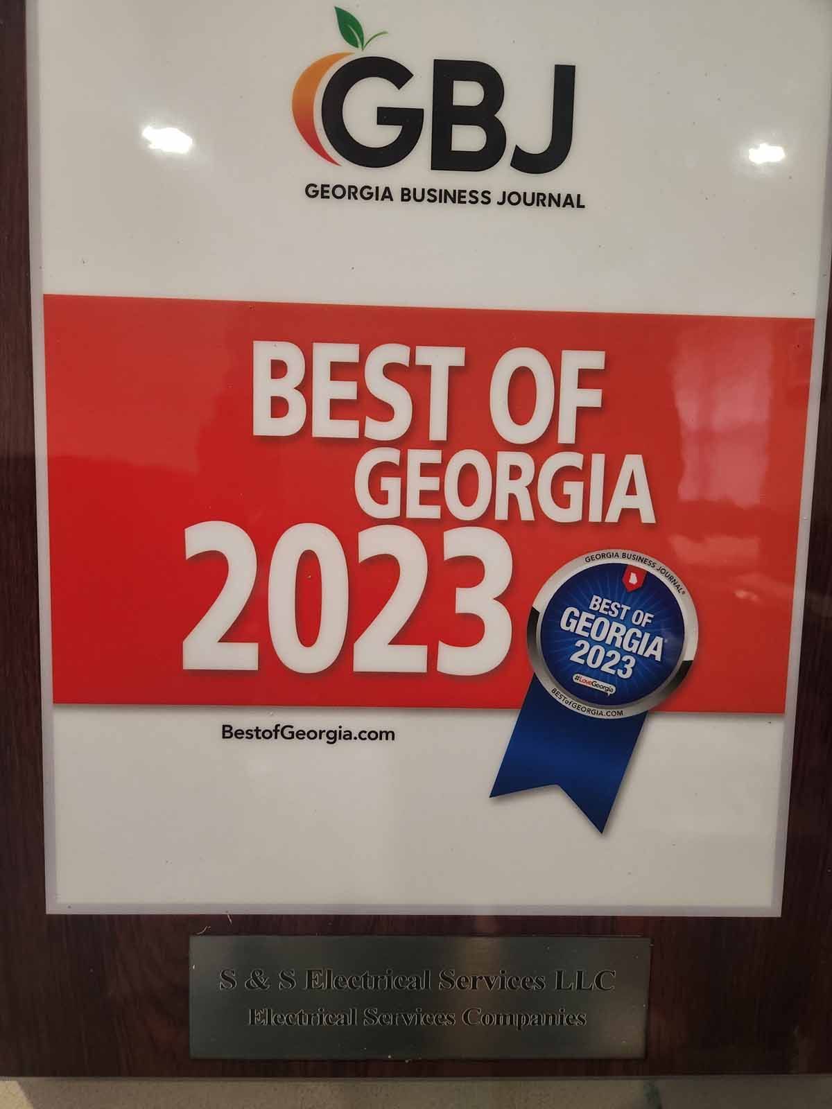 A sign that says gbj best of georgia 2023