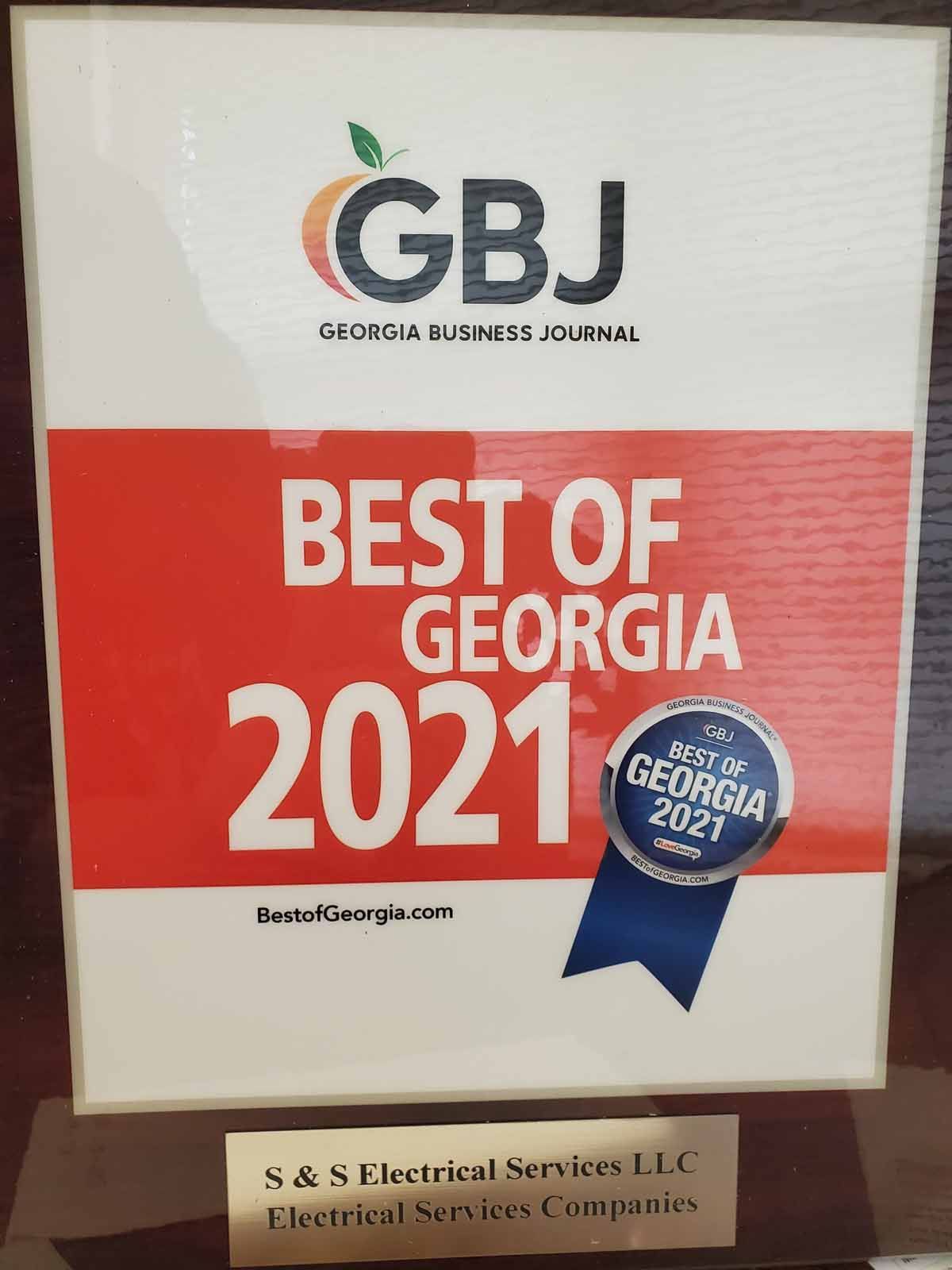 A sign that says gbj best of georgia 2021