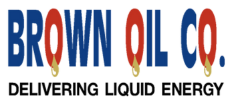 A logo for brown oil co. delivering liquid energy