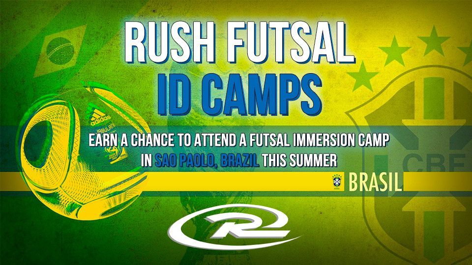 Futsal ID Camps advertisement: green/yellow graphic, soccer ball, text 
