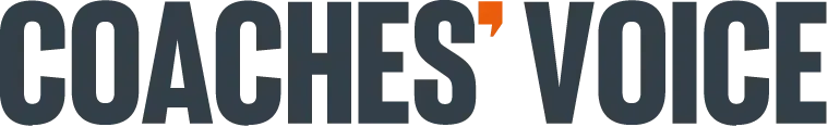 COACHES' VOICE logo in dark blue and orange text on a white background
