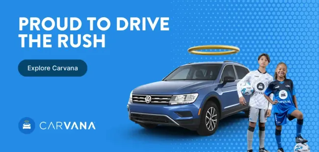 Blue banner with the text