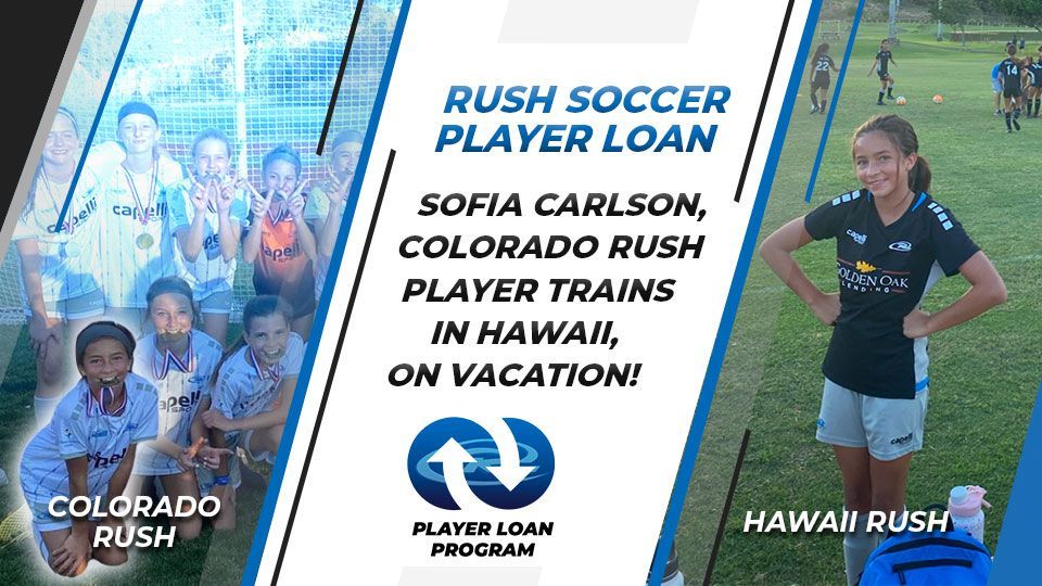 Soccer player loan program ad: Colorado Rush player Sofia Carlson trains in Hawaii on vacation.