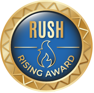 Gold medallion with blue center;