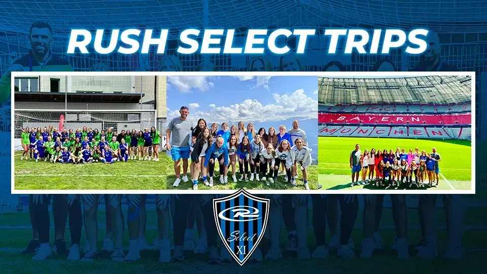 Rush Select soccer teams on trips, visiting training facilities and stadiums.