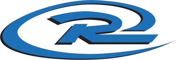 Blue logo with the letter 