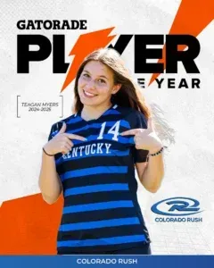 A girl wearing a kentucky jersey is on a gatorade player of the year poster