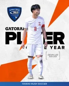A gatorade player for the hawaii rush soccer team