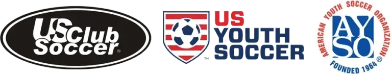 Logos for US Club Soccer, US Youth Soccer, and American Youth Soccer Organization.