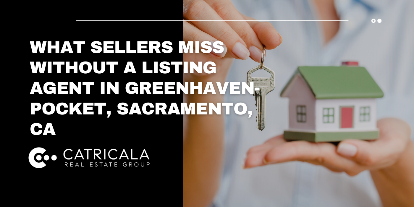 Woman holding miniature house and key; text: 