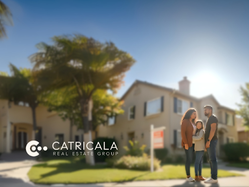 Family in front of a house with a 