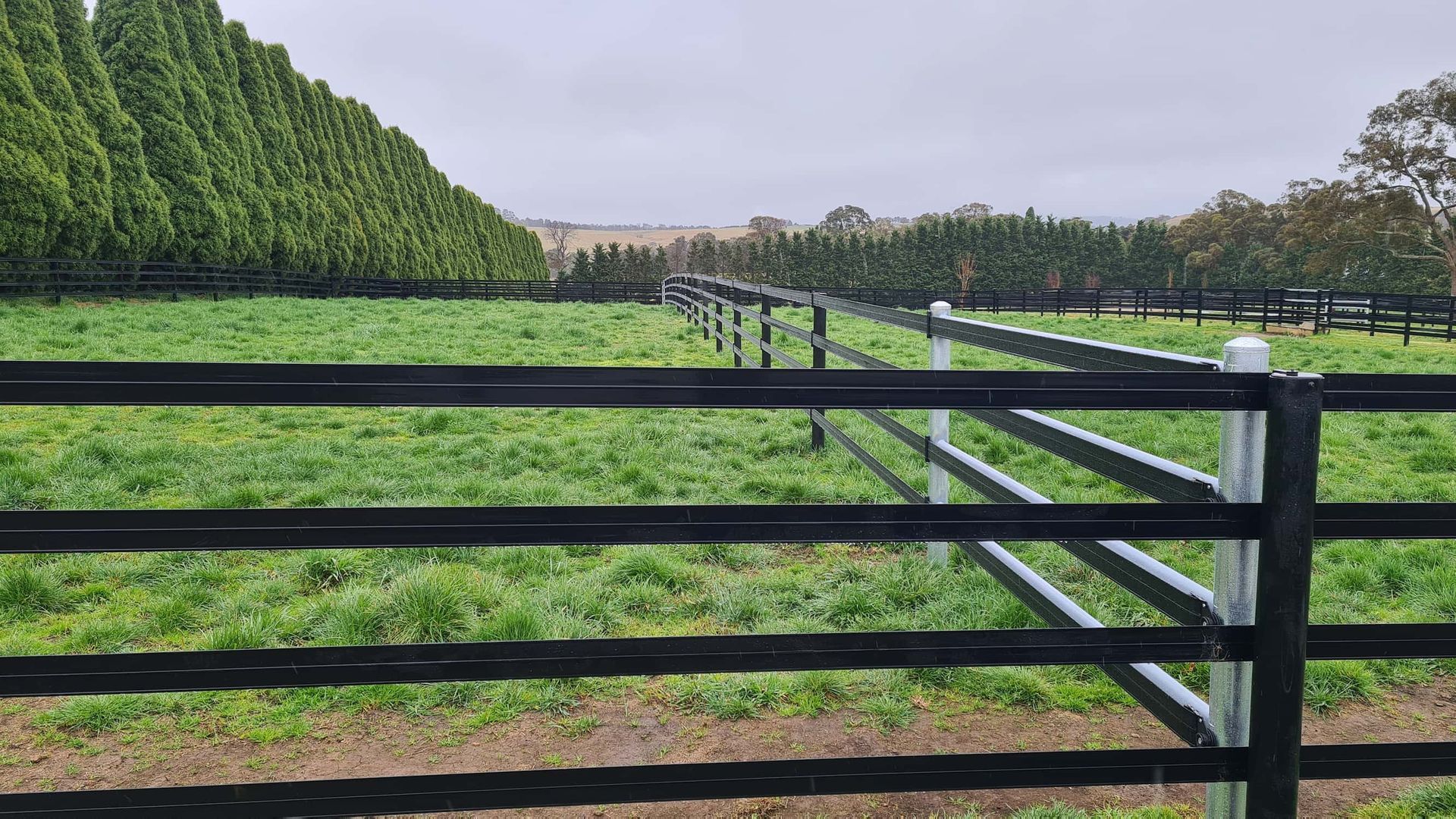 Black and White Fence in a Green Field — A&H Fences In Aylmerton, NSW