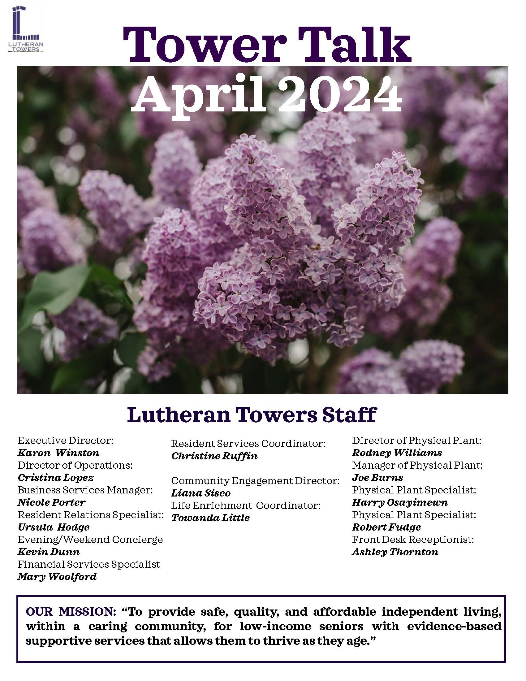 Tower Talk April 2024 — Atlanta, GA — Lutheran Towers