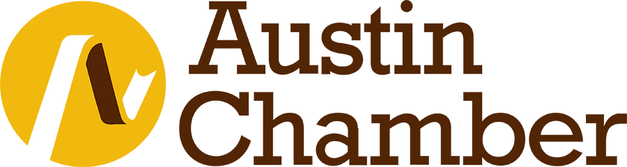 A logo for the austin chamber of commerce