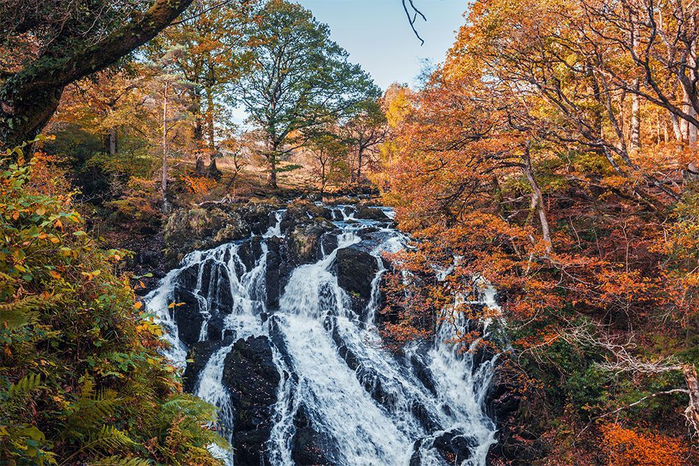 Swallow Falls at Autumn in Snowdonia National Park, UK