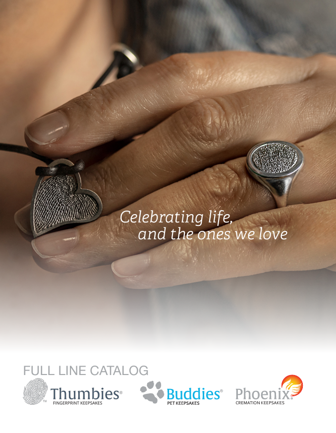 a full line catalog for thumbies and buddies cremation keepsakes