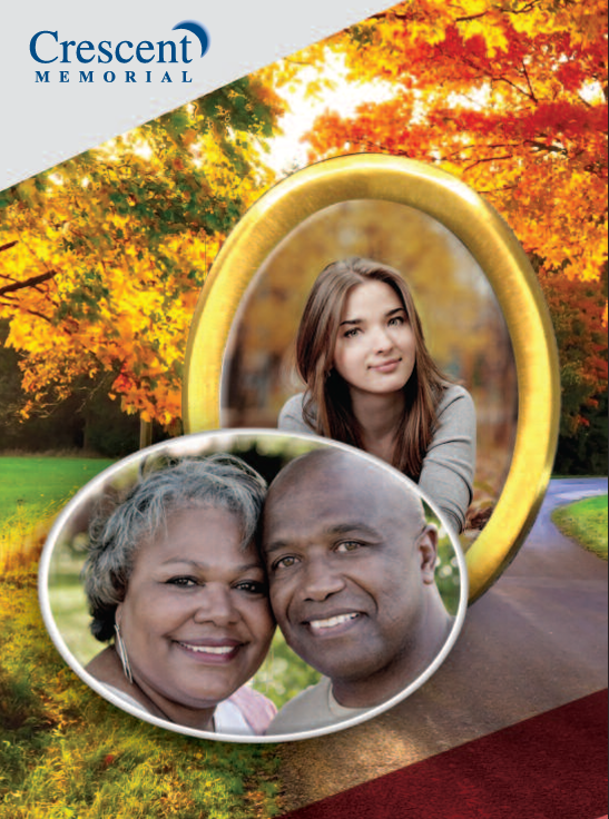 an advertisement for crescent memorial features a picture of a man and woman