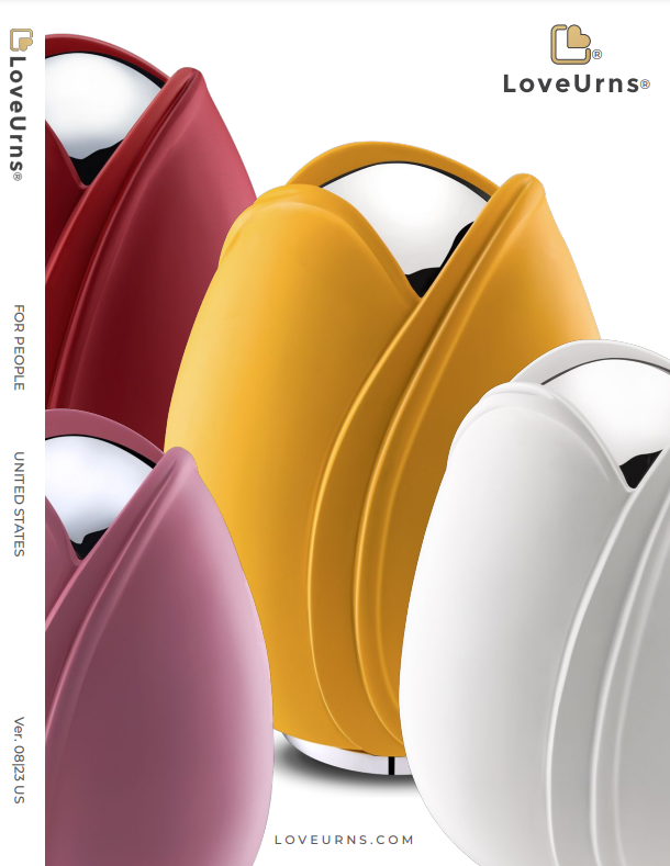 a brochure for loveurns shows a variety of colors