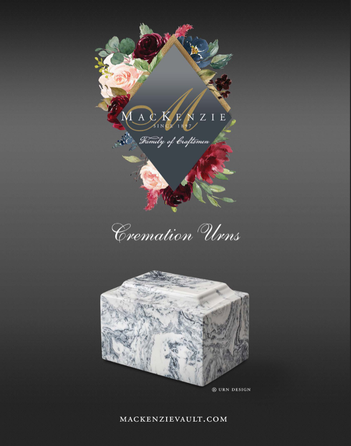 an advertisement for cremation urns by mackenzie vault