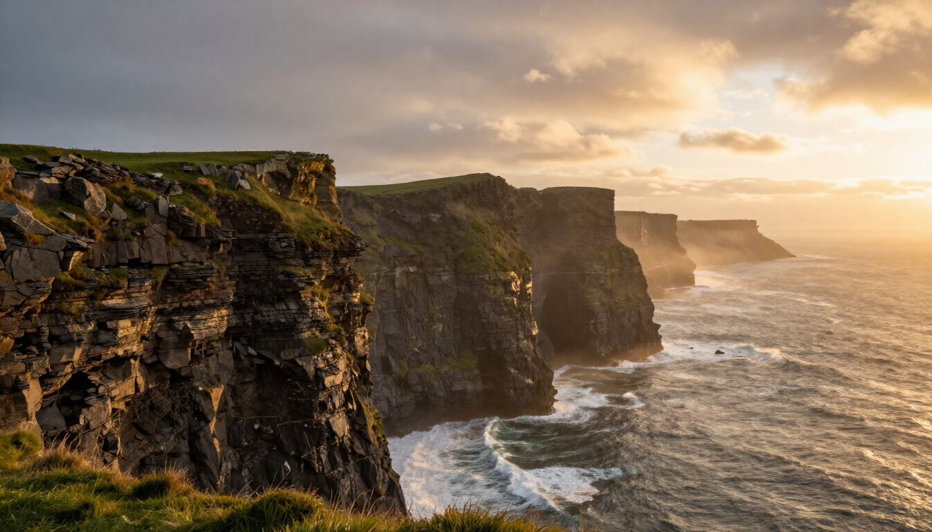 The majestic Cliffs of Moher at sunset