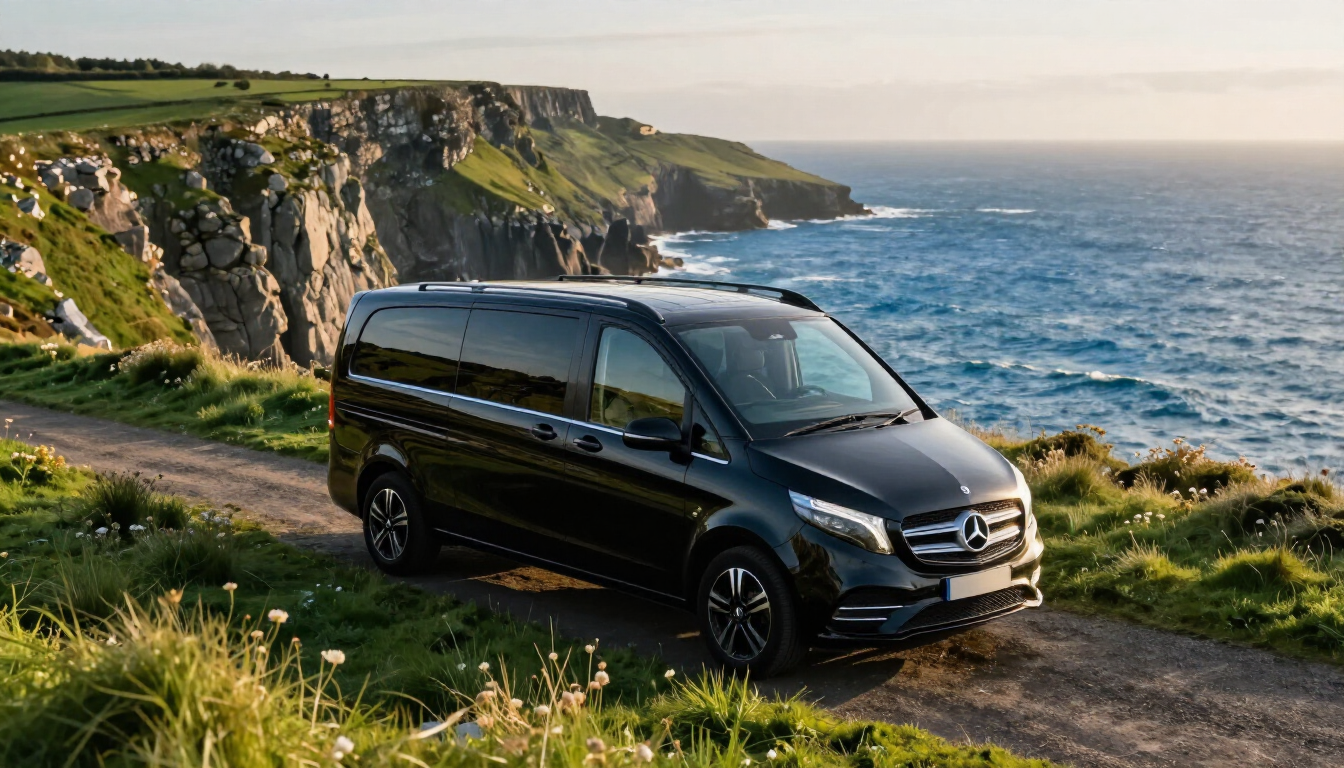 Luxury private tour vehicle in the Irish countryside