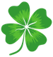 Green four-leaf clover with white center and stem, a symbol of good luck.