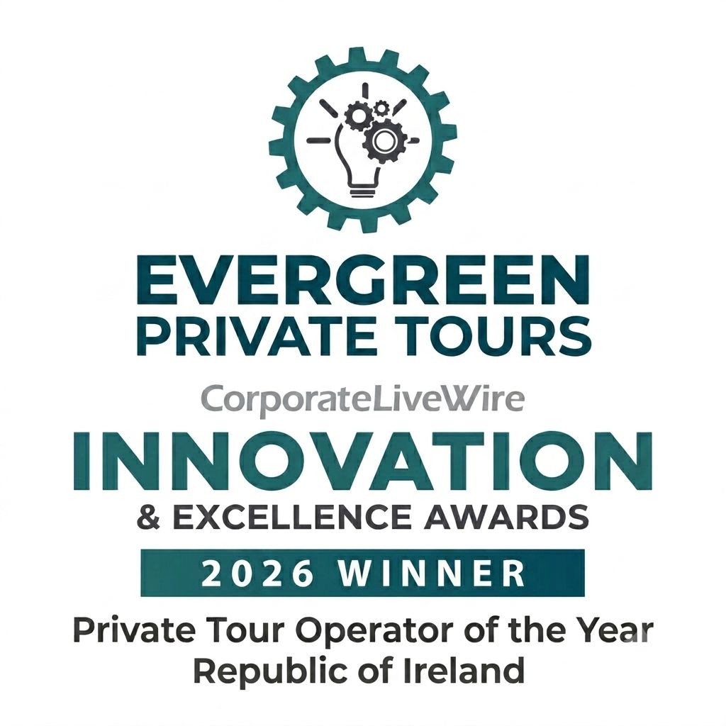 Evergreen Private Tours 2026 CorporateLiveWire Innovation & Excellence Awards winner badge on white background