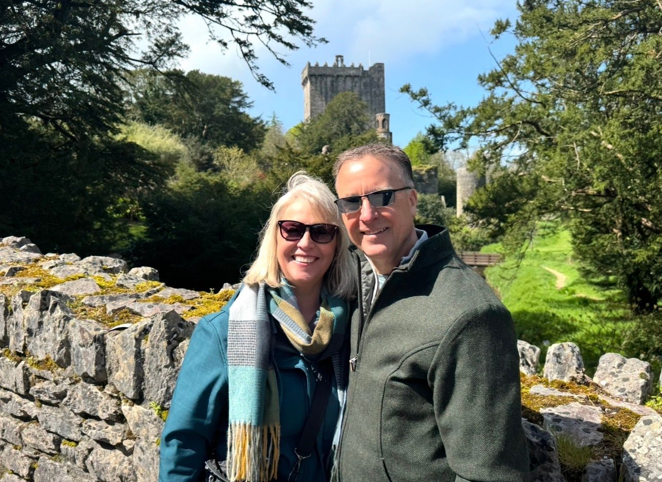 Two happy people at Blarney Castle