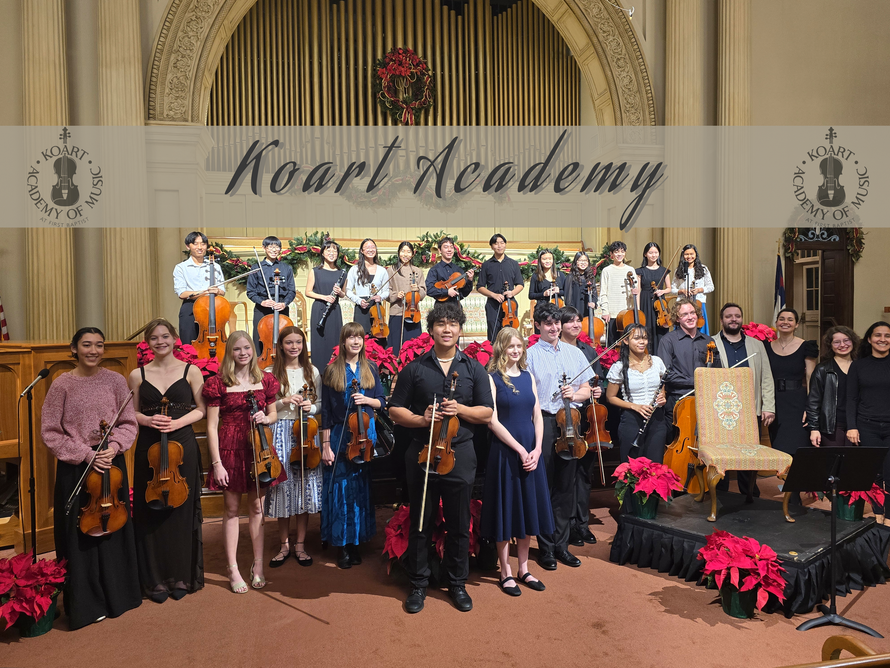 A collage of people playing musical instruments with the words koart academy school of music