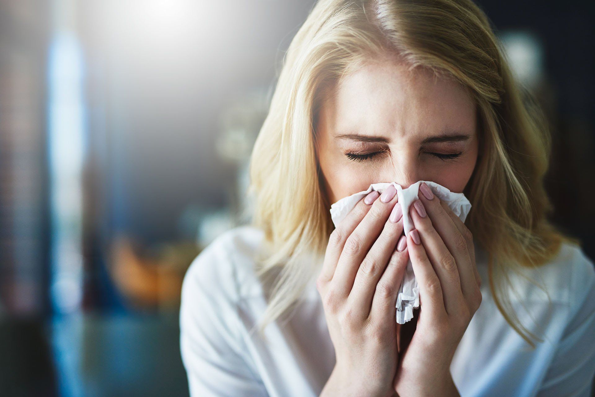 Woman with Allergies — Roseville, CA — Allergy Medical Group of the North Area Inc