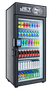 A black, glass-fronted Jet Pantry refrigerated vending machine filled with rows of bottled and canned beverages.
