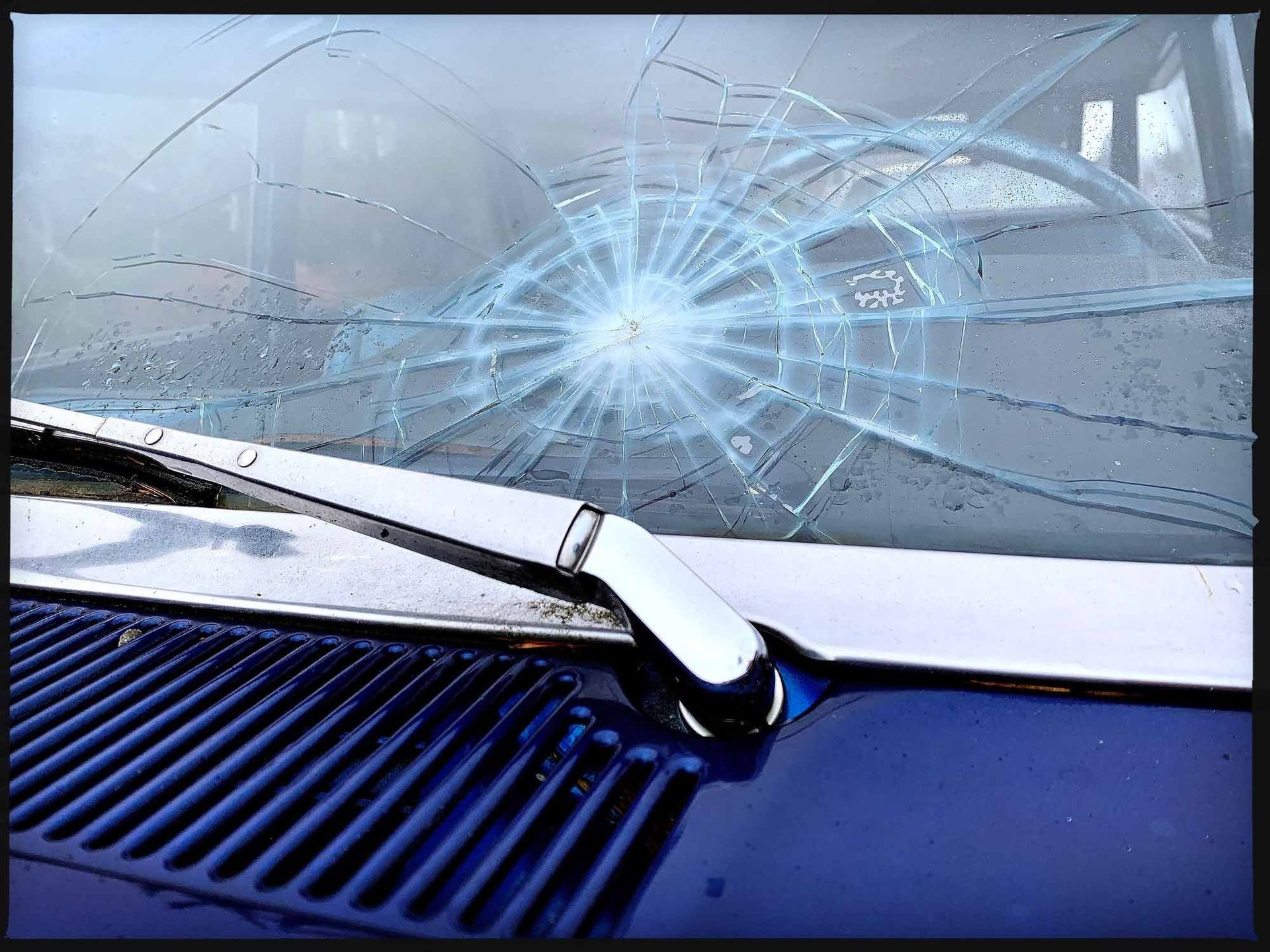 Car With A Smashed Windshield — Hyattsville, MD — Rivas Auto Glass