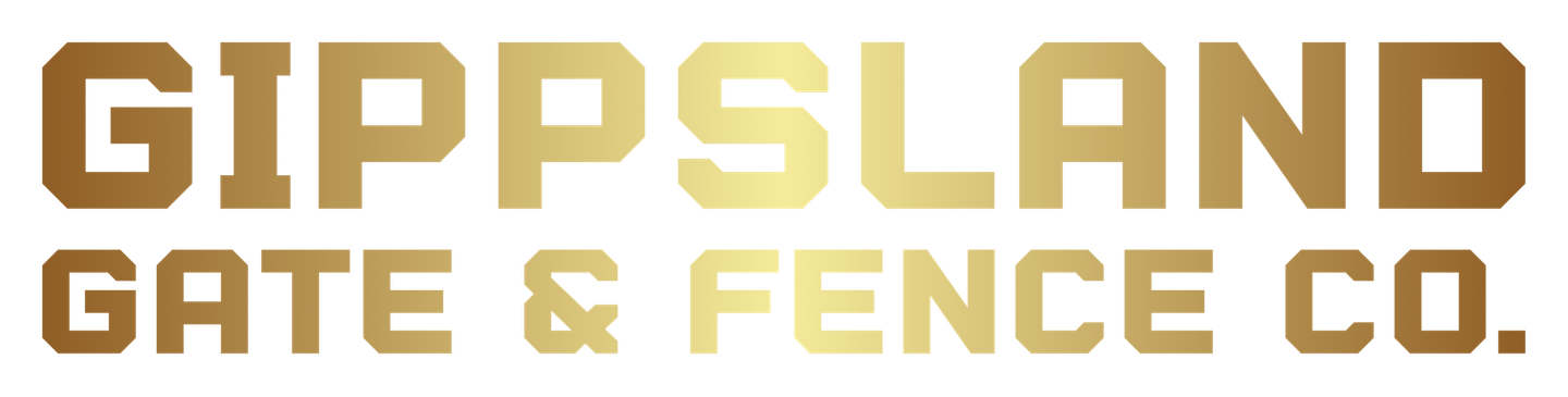 Gold logo for Gippsland Gate & Fence Co. in a bold, sans-serif font.