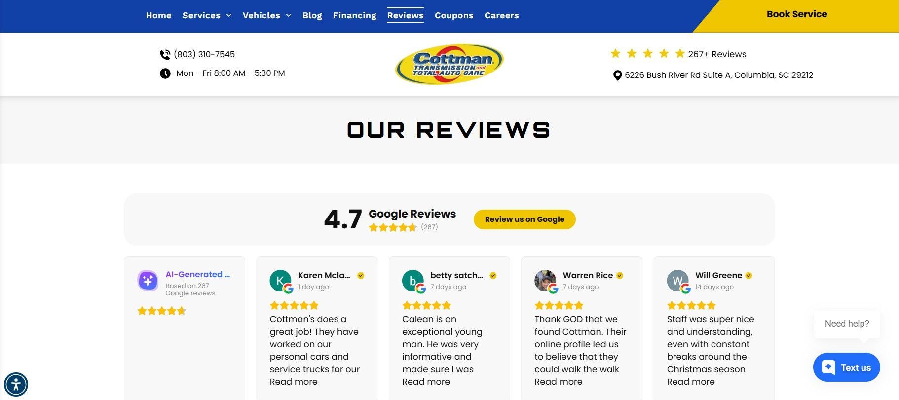 Customer Reviews for Auto Repair | Cottman Transmission