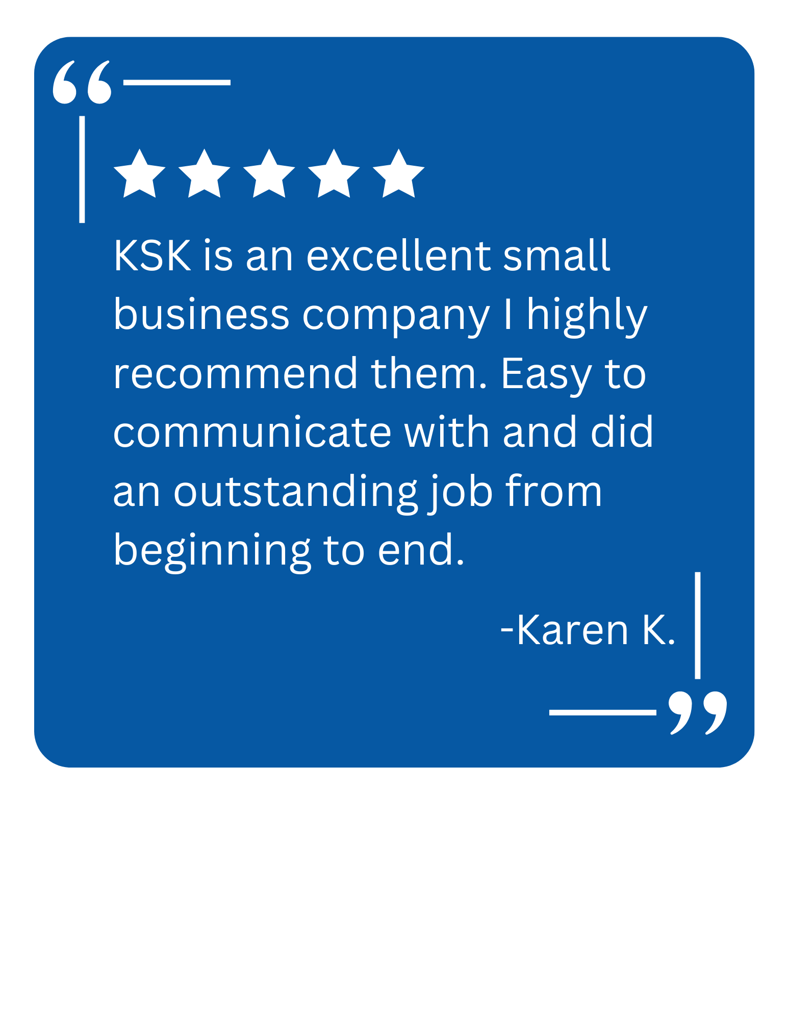 A client testimonial for KSK Garage Doors about a garage door repair in Highland, MI