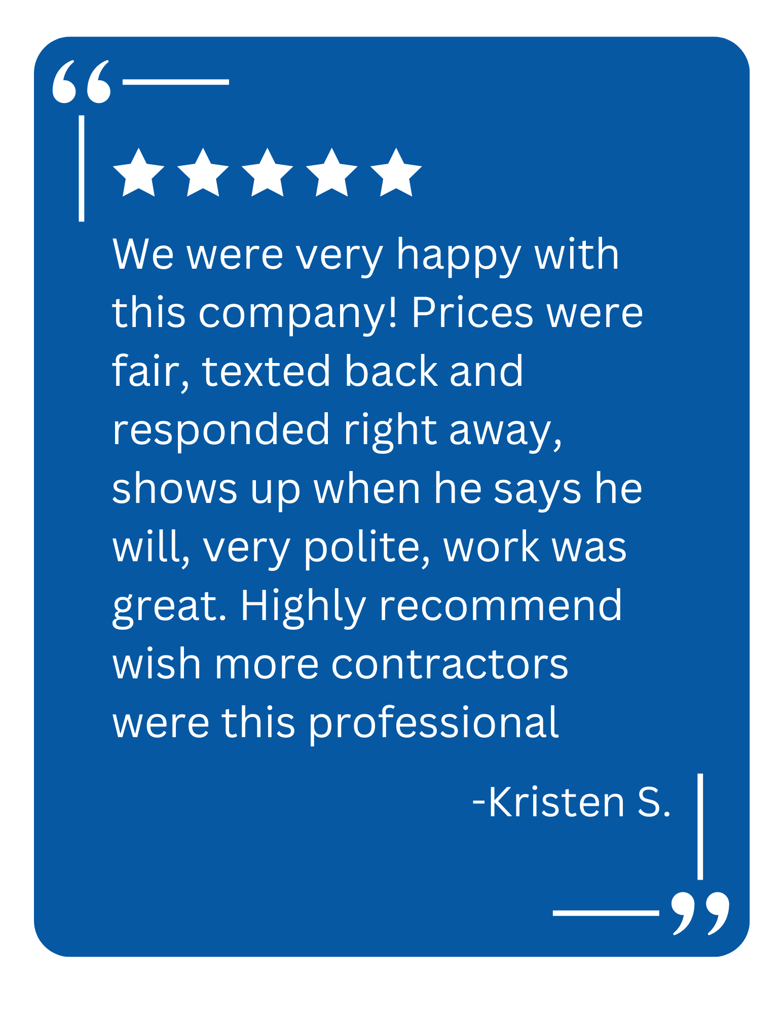 A client testimonial for KSK Garage Doors about a garage door repair in Highland, MI