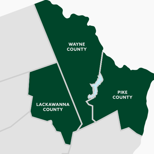 A map of wayne county lackawanna county and pike county