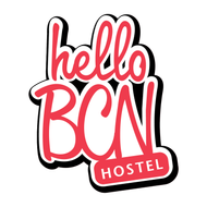 A logo for a hostel called hello bcn hostel