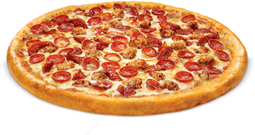 Pizza with pepperoni and sausage toppings.