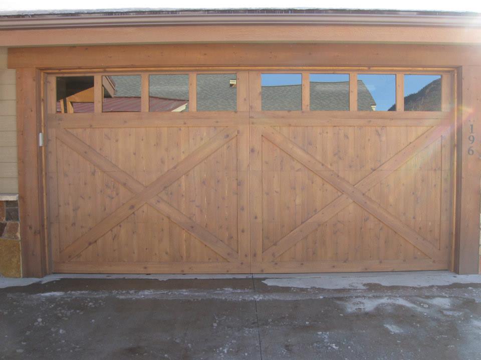 Best Coplay Garage Door — A Wooden Garage Door With Glass Window in Durango, CO