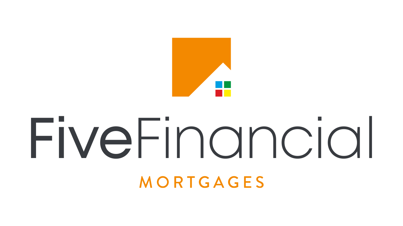 The logo for five financial mortgages has a house on it.